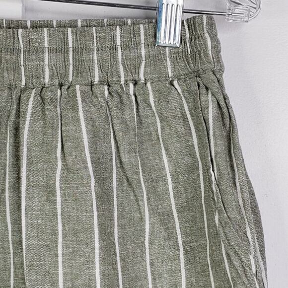 Beach Lunch Lounge Womens Olive WTB1861 Linen Wide Leg Cropped Pants Size Small - Picture 4 of 7